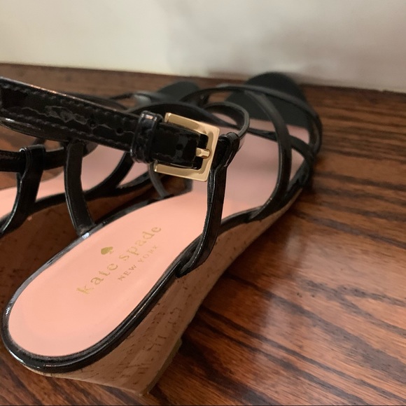 Like New Kate Spade | Patent Leather Strappy Wedge - Picture 7 of 9